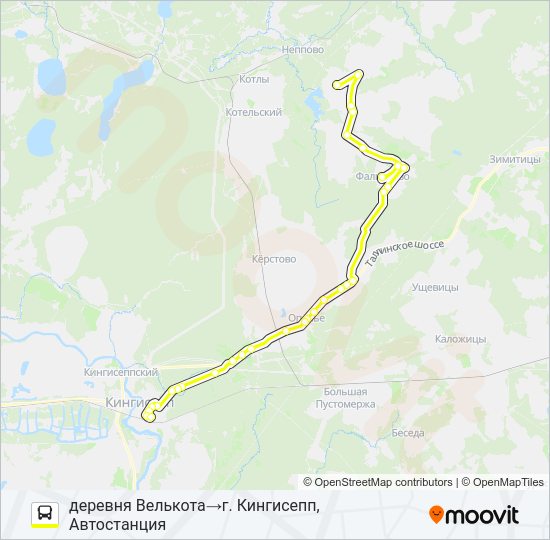Автобус * 67 (КИНГИСЕППСКИЙ РАЙОН): карта маршрута