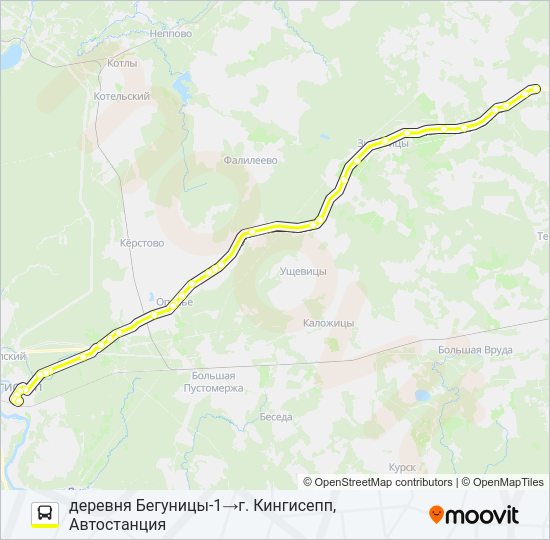 Автобус * 69 (КИНГИСЕППСКИЙ РАЙОН): карта маршрута