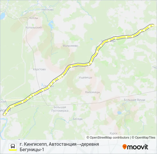 Автобус * 69 (КИНГИСЕППСКИЙ РАЙОН): карта маршрута