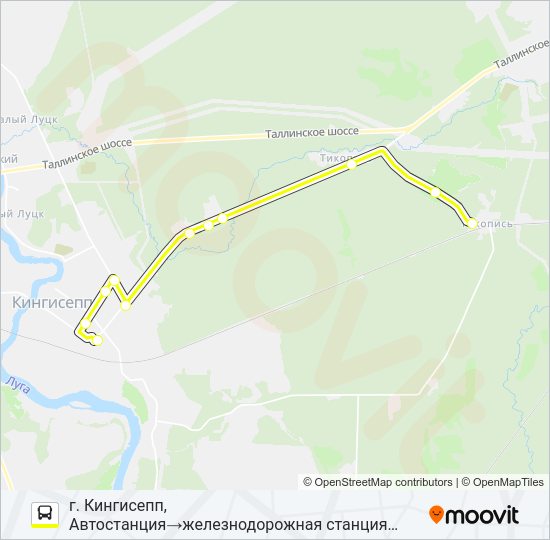 Автобус * 70 (КИНГИСЕППСКИЙ РАЙОН): карта маршрута
