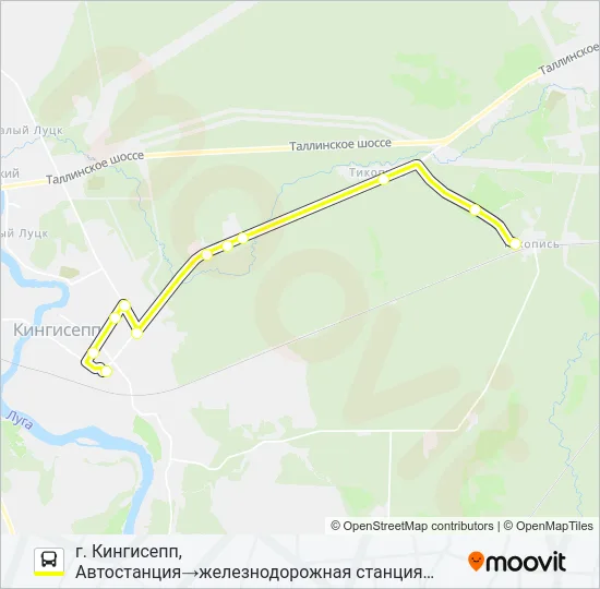 Автобус * 70 (КИНГИСЕППСКИЙ РАЙОН): карта маршрута
