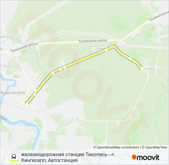 * 70 (КИНГИСЕППСКИЙ РАЙОН) Bus Line Map