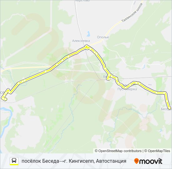 Автобус * 71 (КИНГИСЕППСКИЙ РАЙОН): карта маршрута