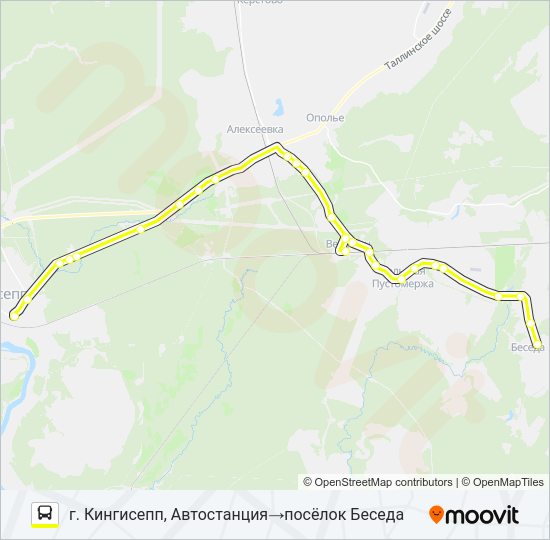 Автобус * 71 (КИНГИСЕППСКИЙ РАЙОН): карта маршрута