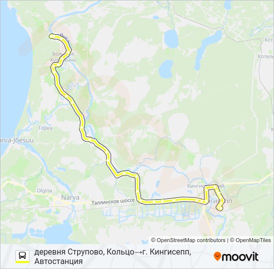 Автобус * 73 (КИНГИСЕППСКИЙ РАЙОН): карта маршрута