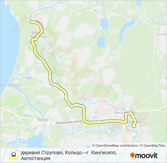 * 73 (КИНГИСЕППСКИЙ РАЙОН) Bus Line Map