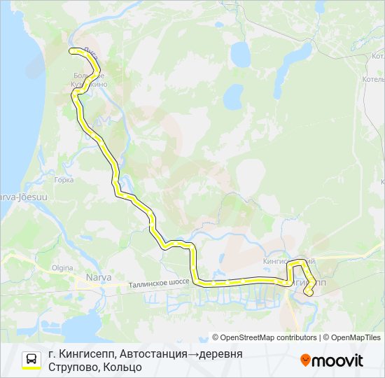 Автобус * 73 (КИНГИСЕППСКИЙ РАЙОН): карта маршрута