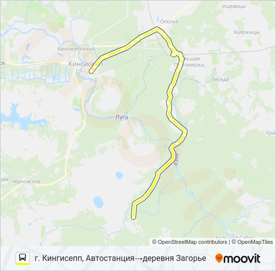 Автобус * 76 (КИНГИСЕППСКИЙ РАЙОН): карта маршрута