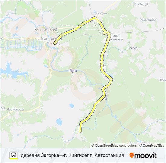 Автобус * 76 (КИНГИСЕППСКИЙ РАЙОН): карта маршрута