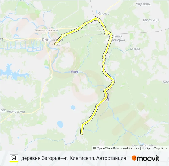 Автобус * 76 (КИНГИСЕППСКИЙ РАЙОН): карта маршрута