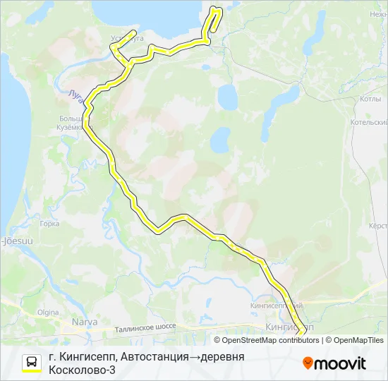 Автобус * 85 (КИНГИСЕППСКИЙ РАЙОН): карта маршрута