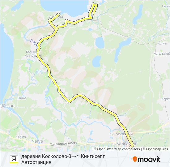 Автобус * 85 (КИНГИСЕППСКИЙ РАЙОН): карта маршрута
