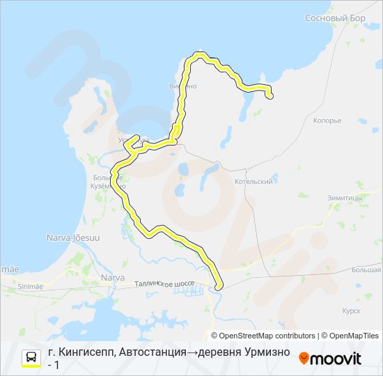 Автобус * 85 (КИНГИСЕППСКИЙ РАЙОН): карта маршрута