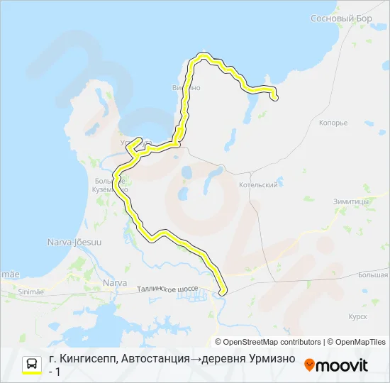 Автобус * 85 (КИНГИСЕППСКИЙ РАЙОН): карта маршрута