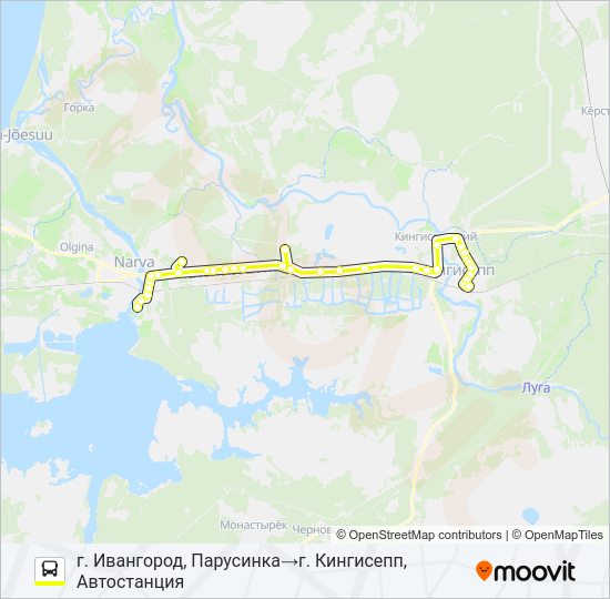 Автобус * 51В (КИНГИСЕППСКИЙ РАЙОН): карта маршрута