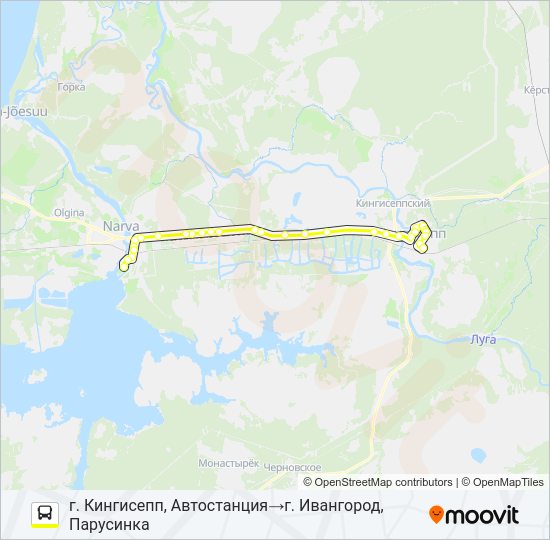 Автобус * 51Д (КИНГИСЕППСКИЙ РАЙОН): карта маршрута