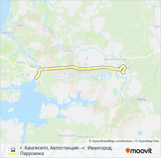 Автобус * 51Д (КИНГИСЕППСКИЙ РАЙОН): карта маршрута