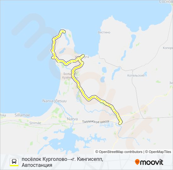 * 55А (КИНГИСЕППСКИЙ РАЙОН) Bus Line Map