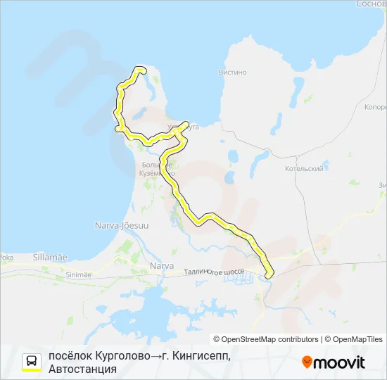 Автобус * 55А (КИНГИСЕППСКИЙ РАЙОН): карта маршрута