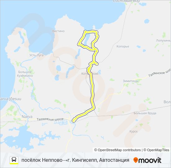 * 56В (КИНГИСЕППСКИЙ РАЙОН) Bus Line Map