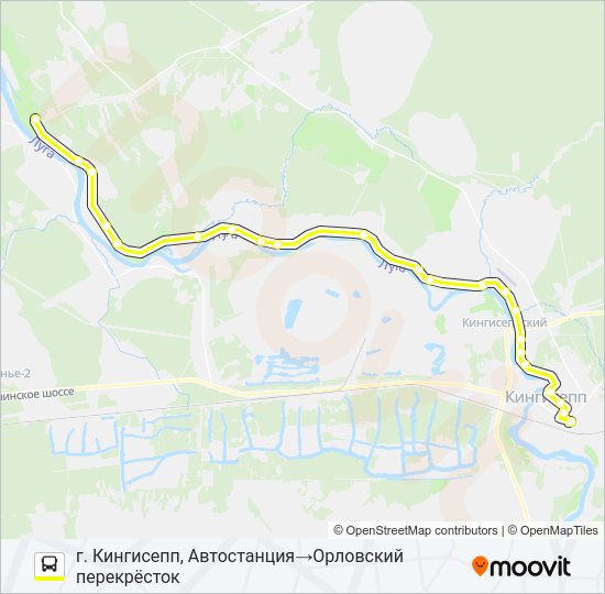 Автобус * 57А (КИНГИСЕППСКИЙ РАЙОН): карта маршрута