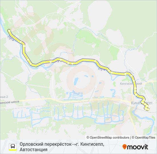 Автобус * 57А (КИНГИСЕППСКИЙ РАЙОН): карта маршрута