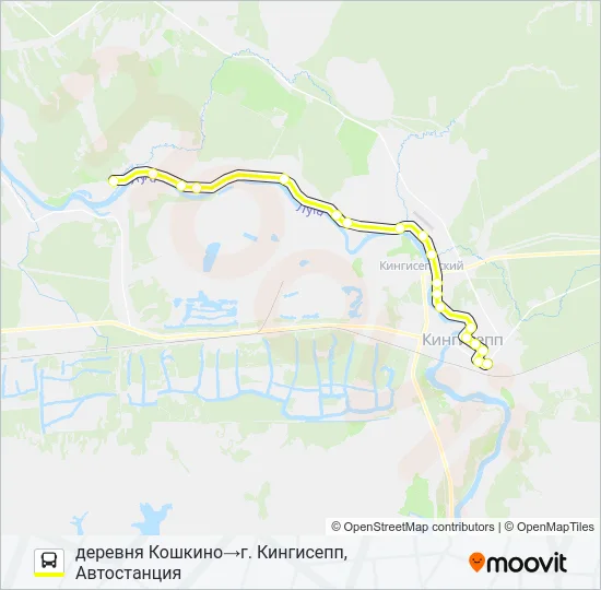 * 57Б (КИНГИСЕППСКИЙ РАЙОН) Bus Line Map