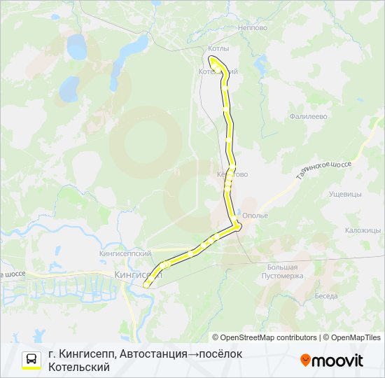 Автобус * 59Б (КИНГИСЕППСКИЙ РАЙОН): карта маршрута