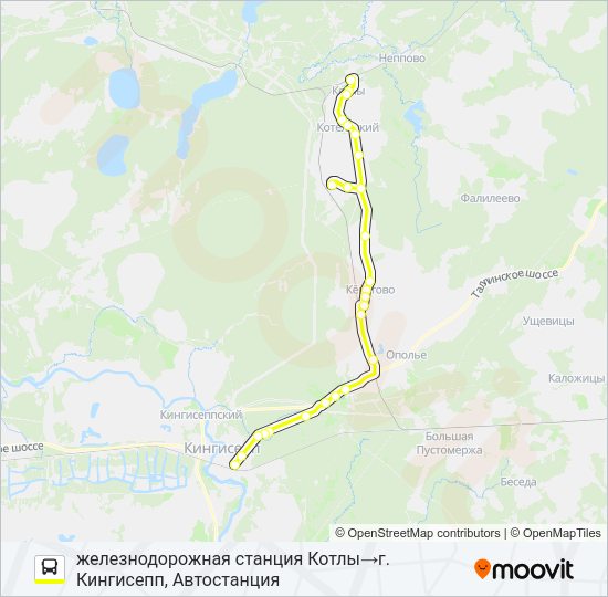 Автобус * 59Б (КИНГИСЕППСКИЙ РАЙОН): карта маршрута