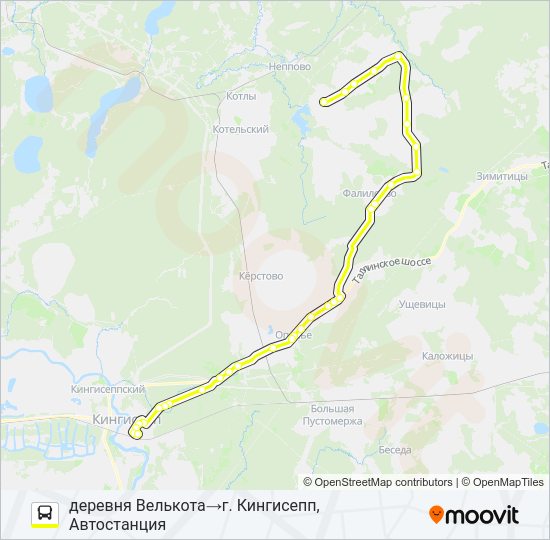 Автобус * 66А (КИНГИСЕППСКИЙ РАЙОН): карта маршрута
