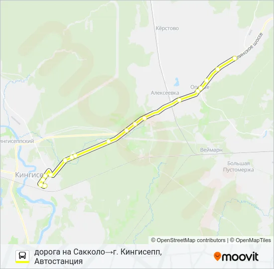 * 69Б (КИНГИСЕППСКИЙ РАЙОН) Bus Line Map