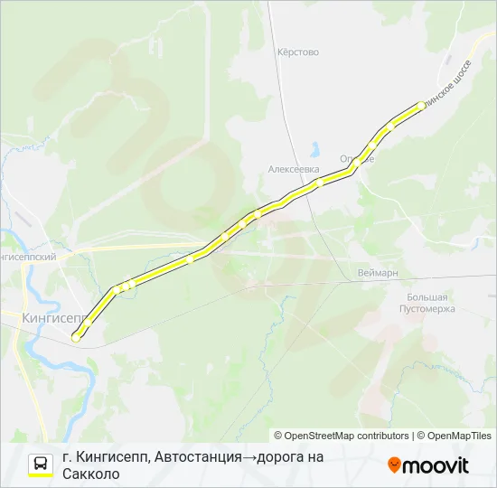 Автобус * 69Б (КИНГИСЕППСКИЙ РАЙОН): карта маршрута