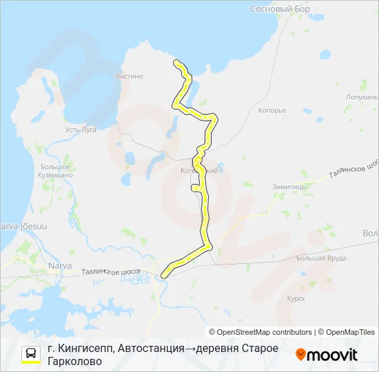 * 75Г (КИНГИСЕППСКИЙ РАЙОН) Bus Line Map
