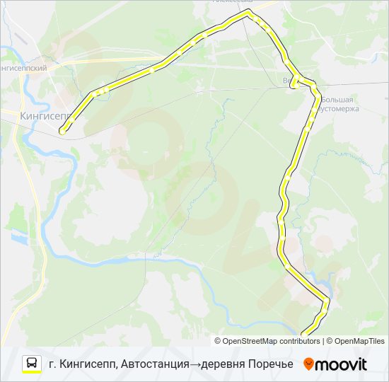 Автобус * 76А (КИНГИСЕППСКИЙ РАЙОН): карта маршрута