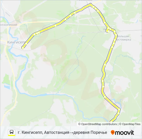 * 76А (КИНГИСЕППСКИЙ РАЙОН) Bus Line Map