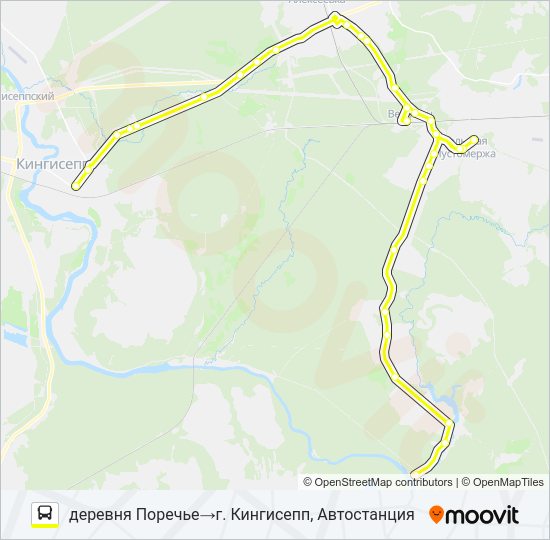 Автобус * 76А (КИНГИСЕППСКИЙ РАЙОН): карта маршрута