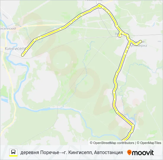 Автобус * 76А (КИНГИСЕППСКИЙ РАЙОН): карта маршрута