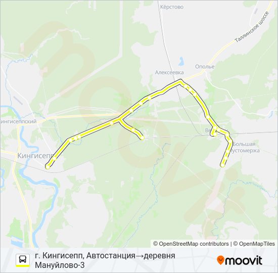 Автобус * 76Б (КИНГИСЕППСКИЙ РАЙОН): карта маршрута