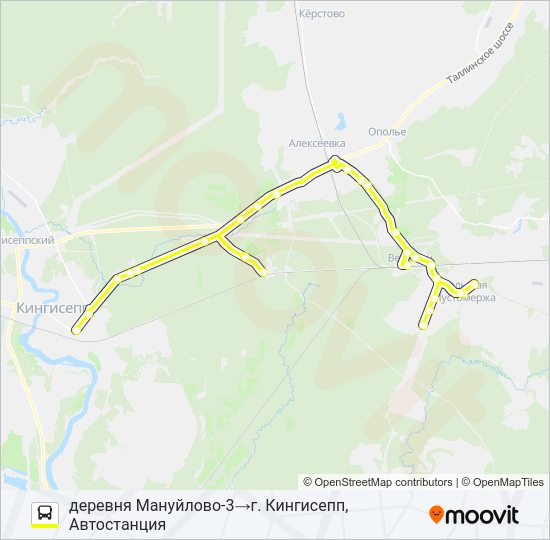 Автобус * 76Б (КИНГИСЕППСКИЙ РАЙОН): карта маршрута