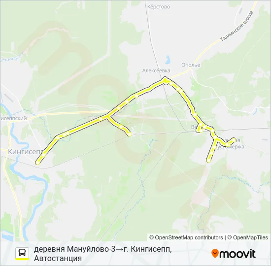 Автобус * 76Б (КИНГИСЕППСКИЙ РАЙОН): карта маршрута