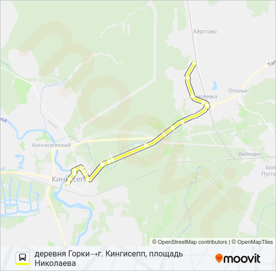Автобус * 77Б (КИНГИСЕППСКИЙ РАЙОН): карта маршрута