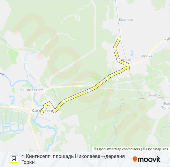 Автобус * 77Б (КИНГИСЕППСКИЙ РАЙОН): карта маршрута