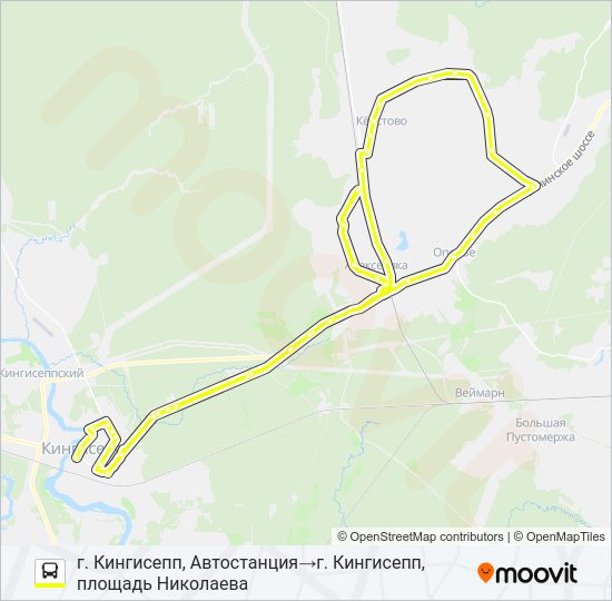 Автобус * 79А (КИНГИСЕППСКИЙ РАЙОН): карта маршрута