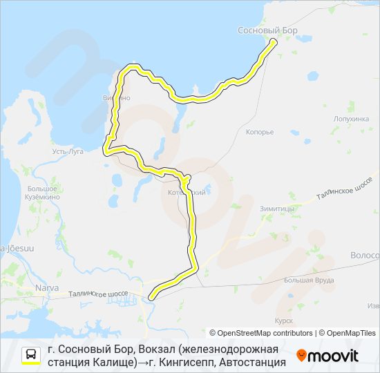 Автобус * 83Г (КИНГИСЕППСКИЙ РАЙОН): карта маршрута