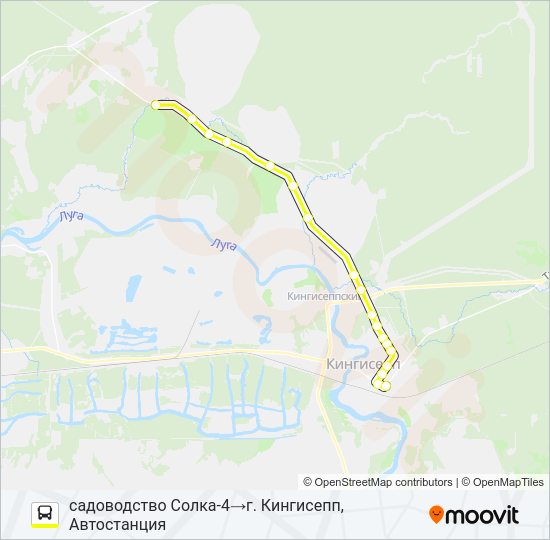 Автобус * 84В (КИНГИСЕППСКИЙ РАЙОН): карта маршрута