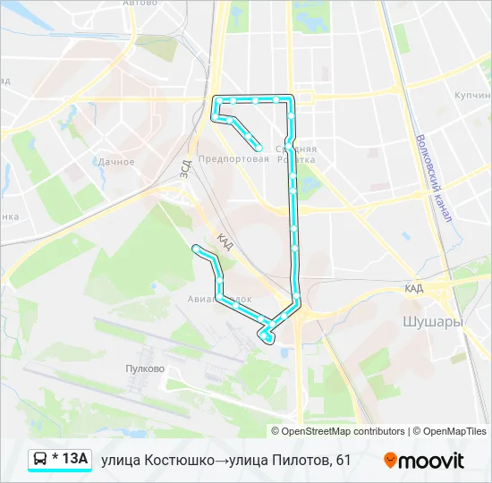 Автобус * 13А: карта маршрута