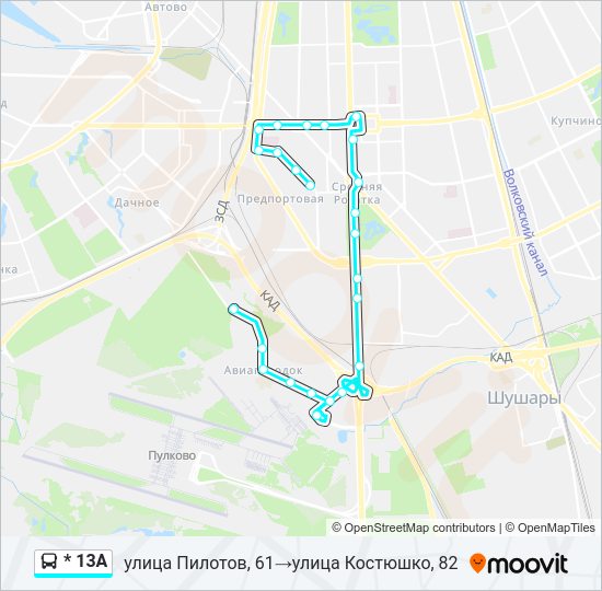 Автобус * 13А: карта маршрута