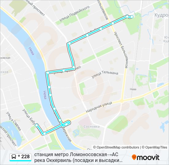 Автобус * 228: карта маршрута
