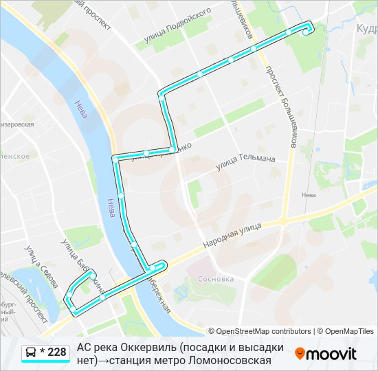 Автобус * 228: карта маршрута