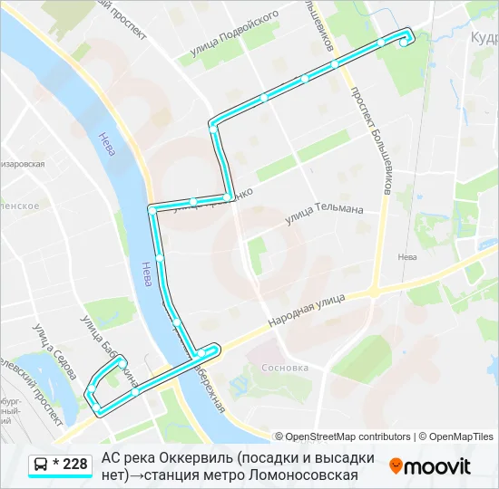 Автобус * 228: карта маршрута
